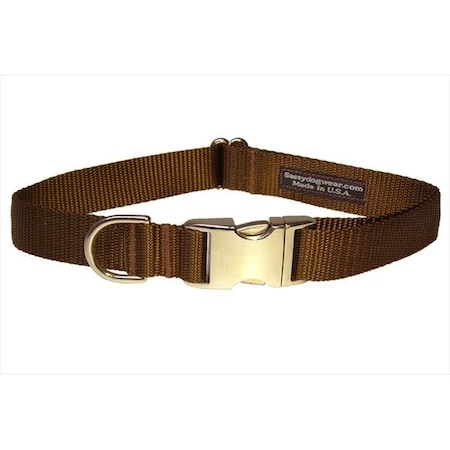 Nylon & Aluminum Buckles Dog Collar; Brown - Small